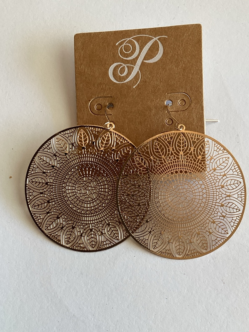 Plunder Gold Filigree Sunburst Disc Earrings
